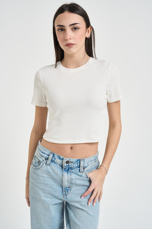 T-shirt donna cropped bianca