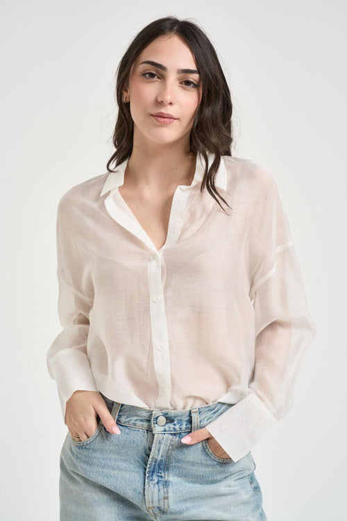 Camicia donna semitrasparente bianca