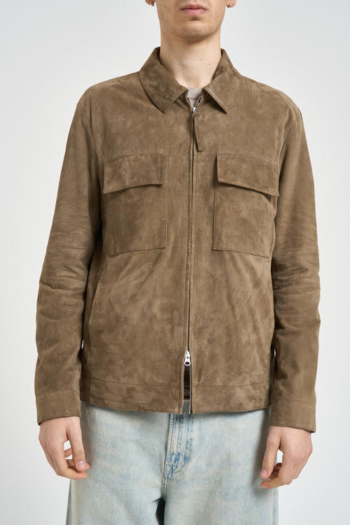 Giacca uomo in suede marrone - 2
