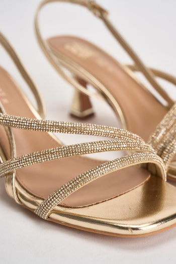 Sandalo donna oro con strass - 4