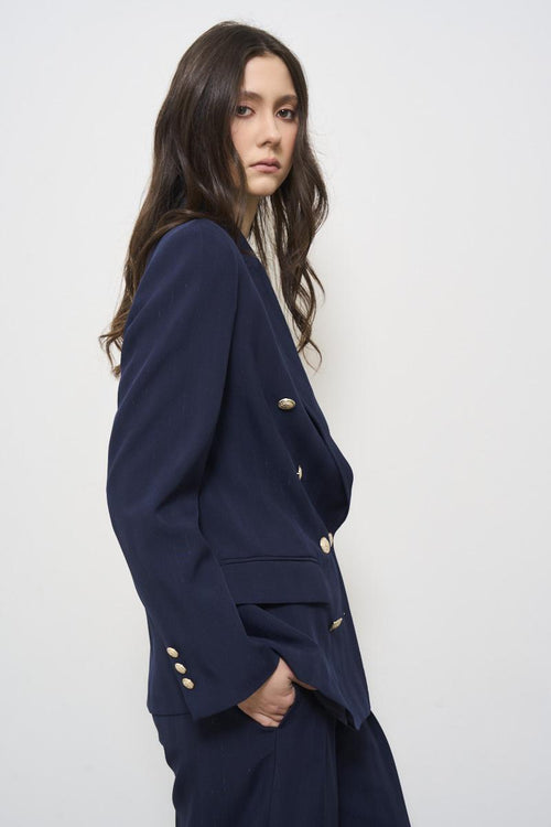 Women's blue double-breasted jacket - 2