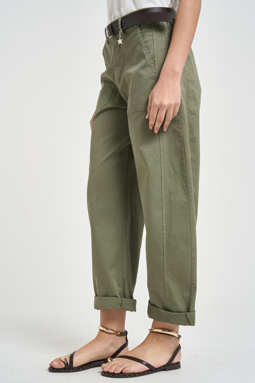 Pantalone donna carrot fit verde militare - 2