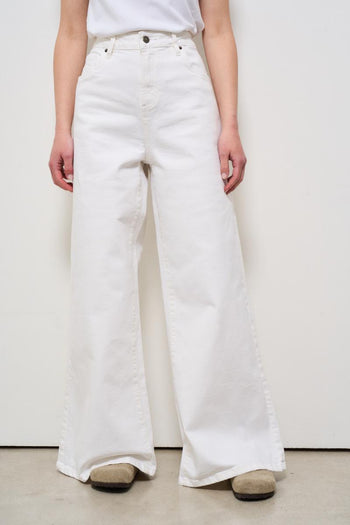 Jeans donna a palazzo in denim bianco - 3