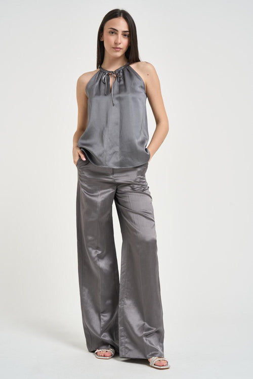 Top donna satinato grigio