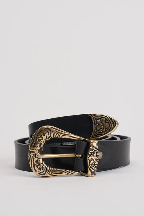 Cintura donna nera con fibbia dorata