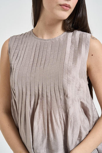 Top donna plissettato tortora - 4