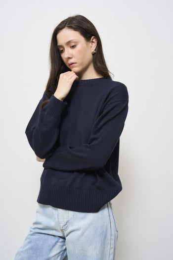 Maglia donna girocollo blu - 3