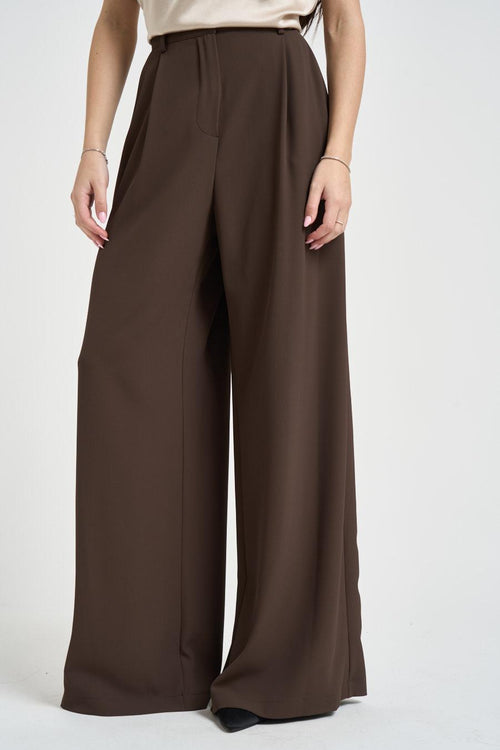 Pantalone donna marrone ampio - 2