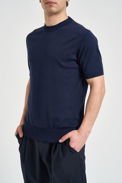 T-shirt uomo in maglia blu - 2