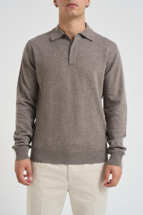 Polo uomo in maglia tortora