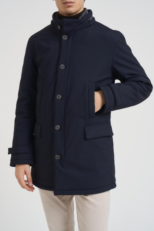 Giubbotto trench midi uomo blu notte