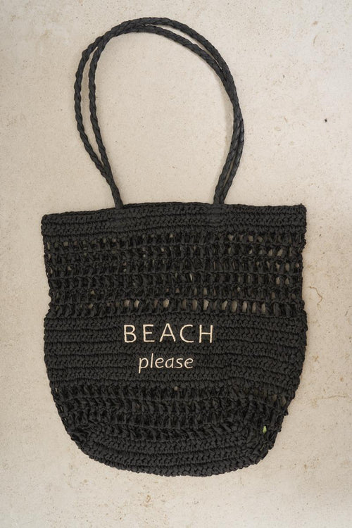 Borsa shopper donna in paglia nera