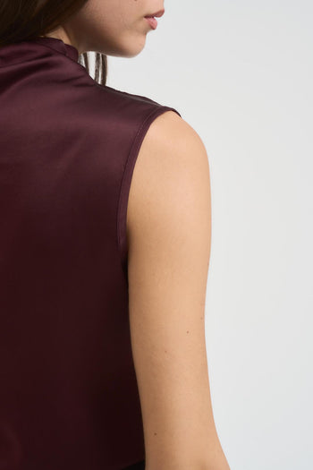 Top smanicato collo alto donna bordeaux - 5