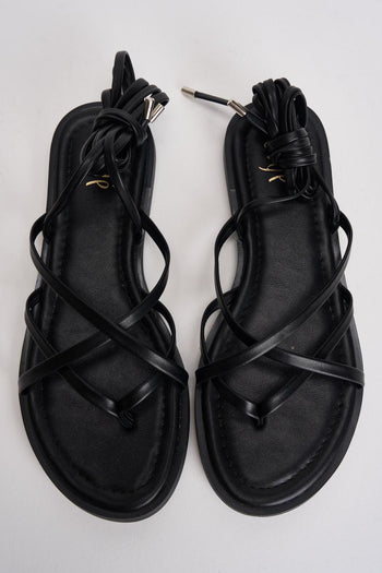 Sandali donna flat in similpelle neri - 5