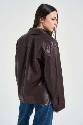 Giubbotto donna in pelle vino - 4