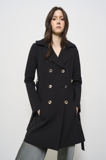 Trench donna midi doppiopetto nero - 8
