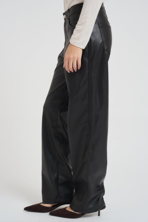 Pantalone donna ecopelle nero - 2