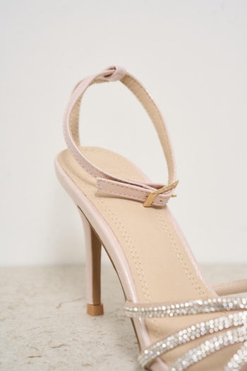 Powder pink heel shoe with rhinestones - 6