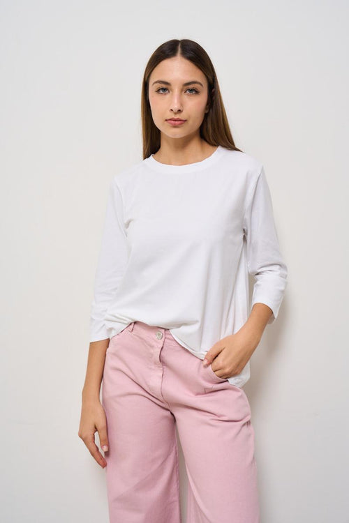 T-shirt donna manica a 3/4 bianca