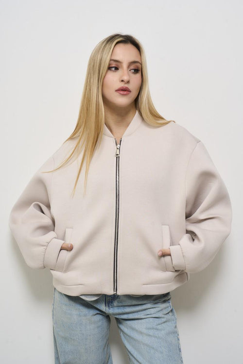 Women's cream bomber jacket