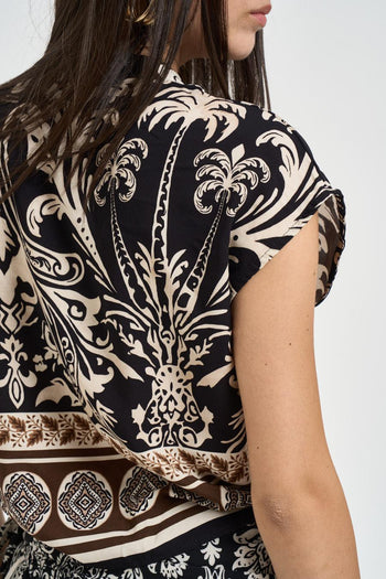 Camicia donna fantasia floreale nera - 5