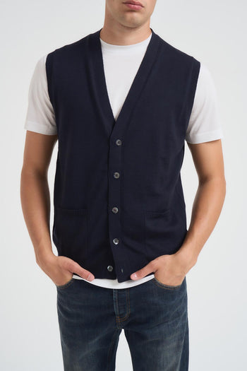 Gilet uomo in maglia blu - 3