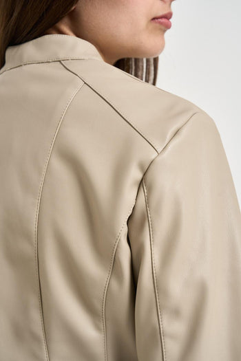 Giubbotto donna in ecopelle beige - 4