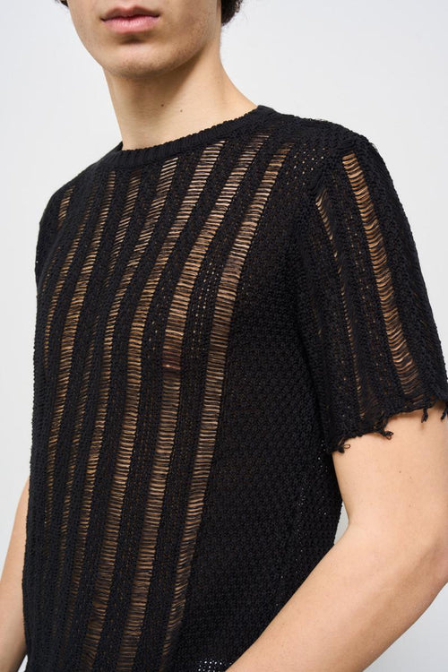 Maglia uomo traforata nera - 2
