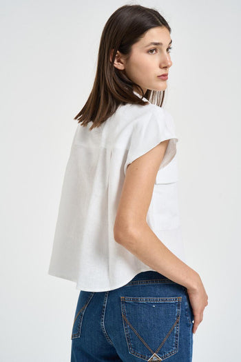 Camicia donna in lino bianca - 4