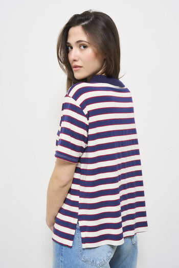 Polo donna a righe blu - 4