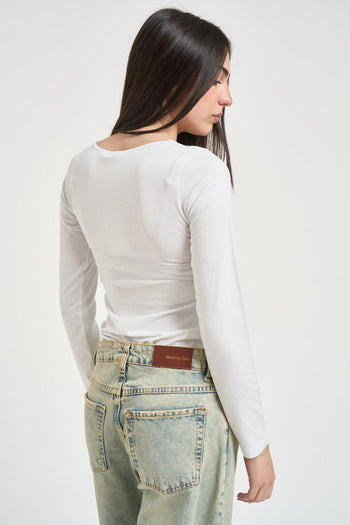 Maglia donna scollo quadrato bianca - 3