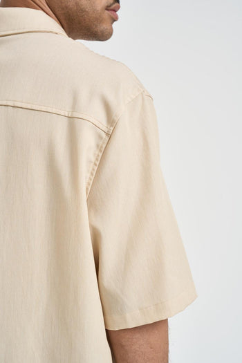 Camicia uomo a maniche corte panna - 6
