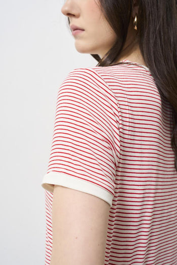 T-shirt donna rossa a righe - 4