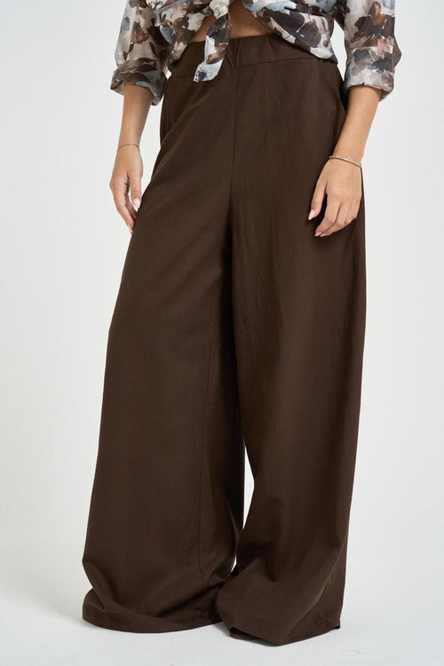 Pantalone donna a palazzo marrone - 1