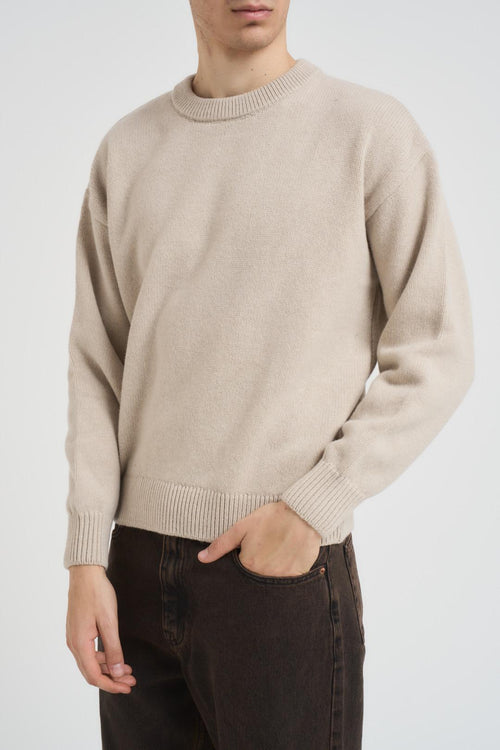 Maglia uomo beige girocollo