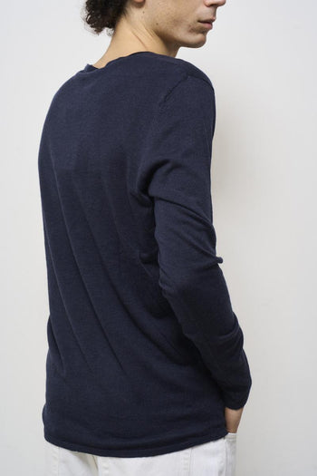 Men's blue crew neck sweater - 4