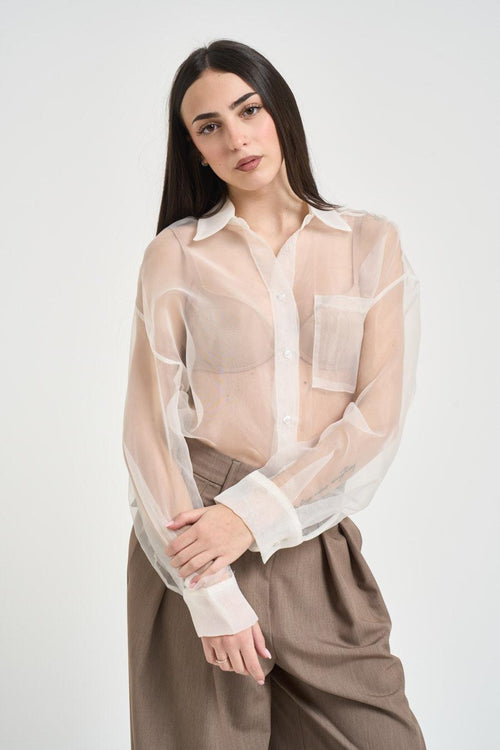 Camicia donna trasparente bianca
