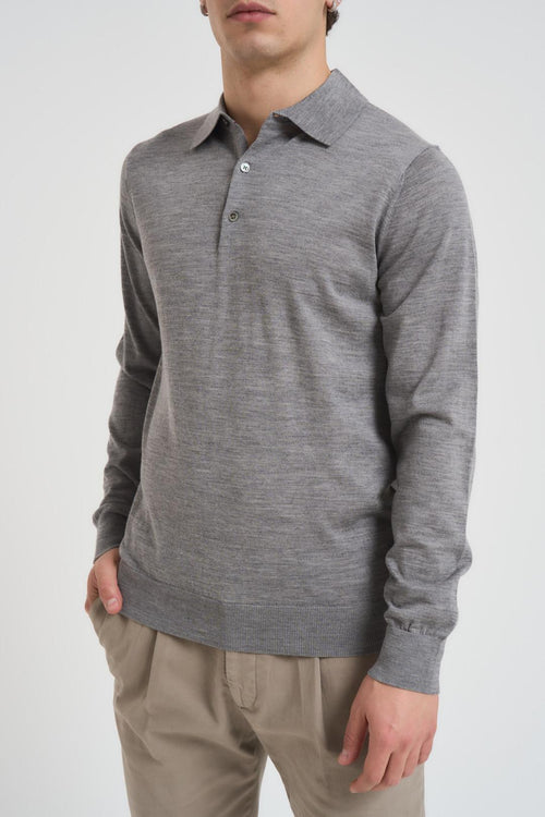 Polo uomo a maniche lunghe grigia