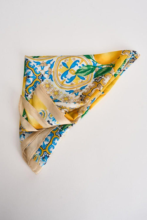 Foulard donna multicolor con stampa maiolica