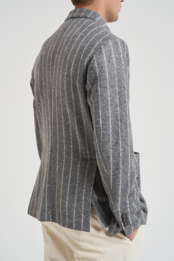 Giacca uomo doppiopetto gessata grigia - 7
