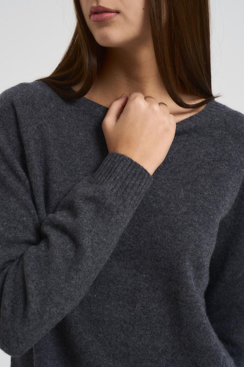 Maglia donna scollo a barchetta antracite - 2