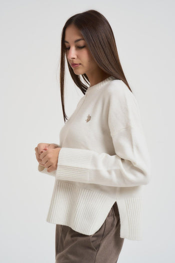 Maglia donna girocollo panna - 3