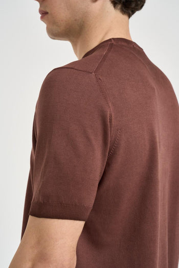 T-shirt uomo in maglia marrone - 5