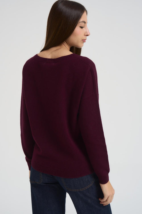 Maglia donna scollo a barchetta bordeaux - 2