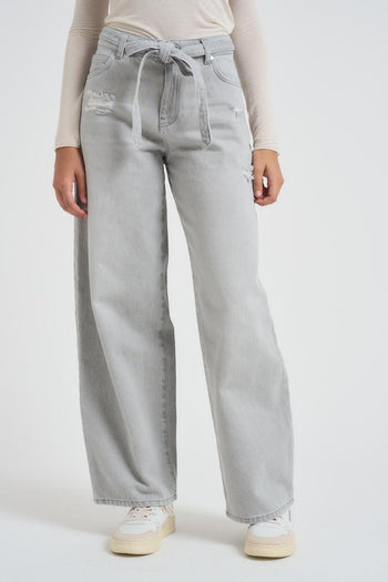 Jeans donna in denim grigio - 6