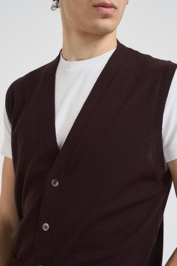 Gilet scollo a V uomo marrone - 4
