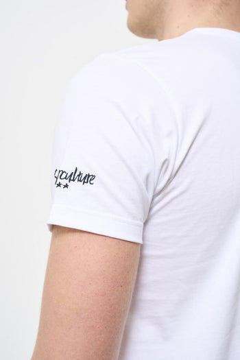 T-shirt uomo girocollo bianca con stampa - 5