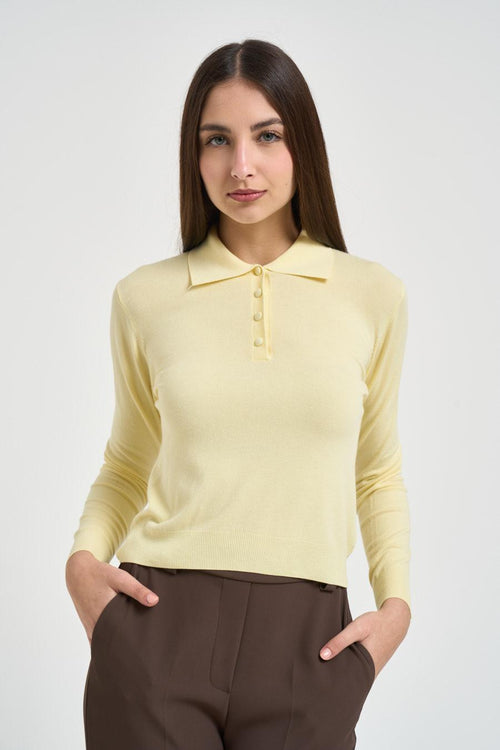 Polo donna manica lunga gialla