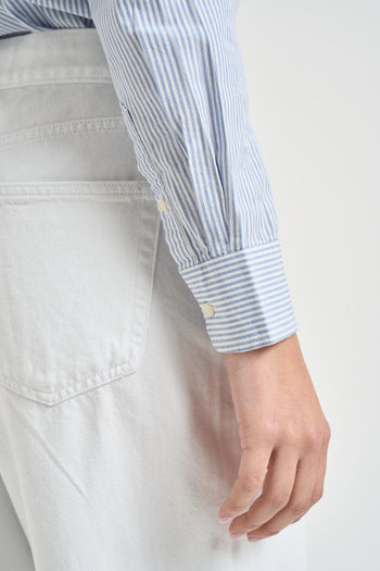 Camicia donna a righe celeste e bianca - 7