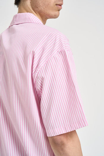 Camicia uomo a righe bianco e rosa - 5